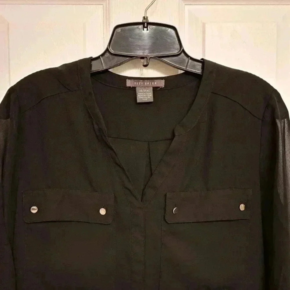 ❤️ Suzy Shier  Black Tunic Length Blouse XS Lightweight Top - Picture 12 of 12